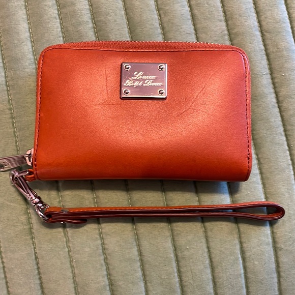 Lauren Ralph Lauren leather brown wristlet - Picture 1 of 6